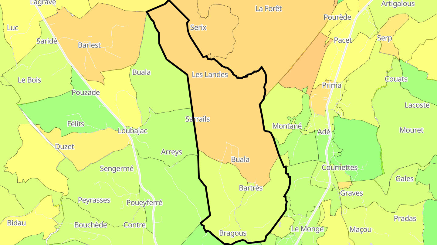 Carte des prix de l'immobilier Bartrès