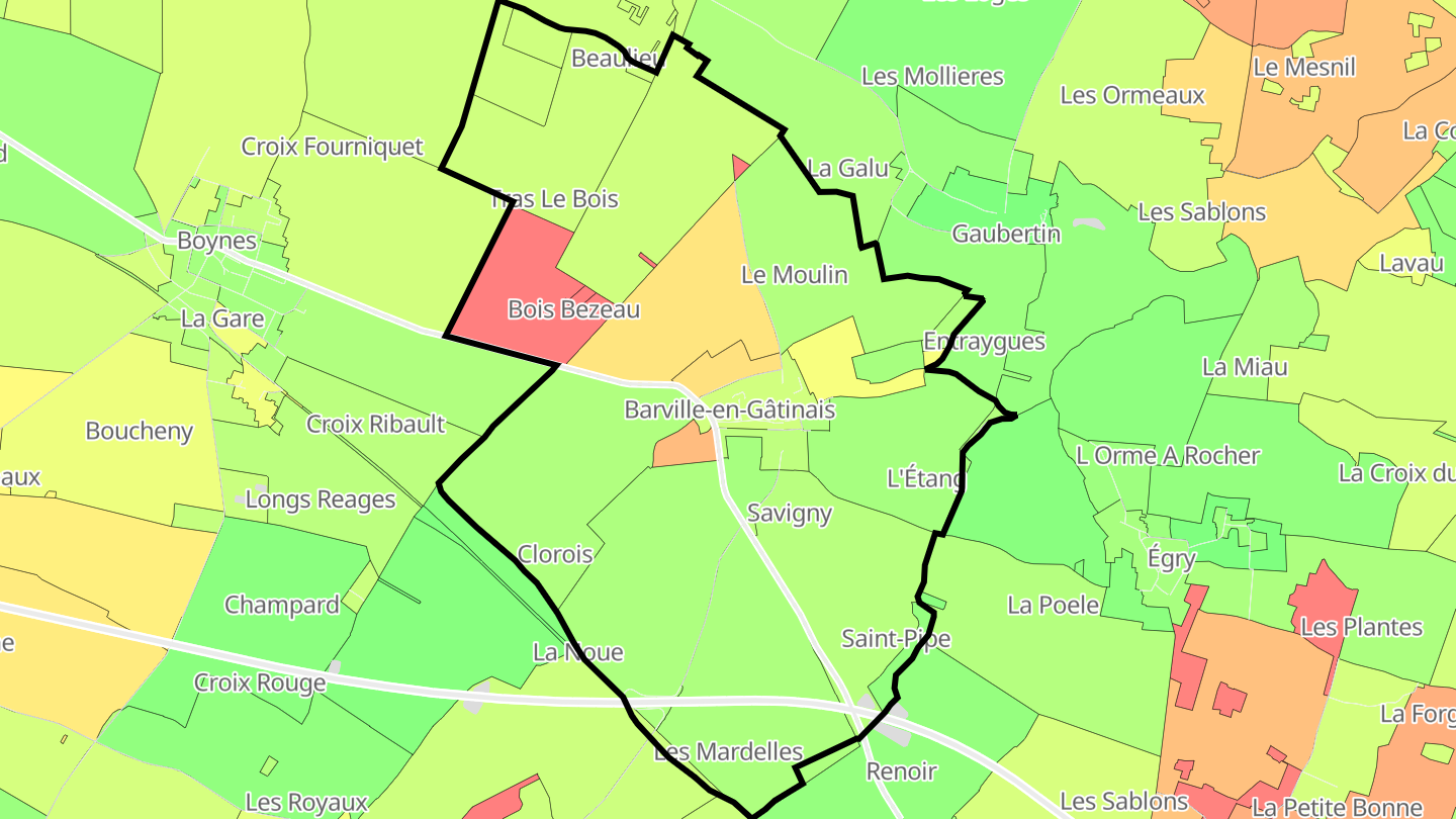 Carte des prix de l'immobilier Barville-en-Gâtinais