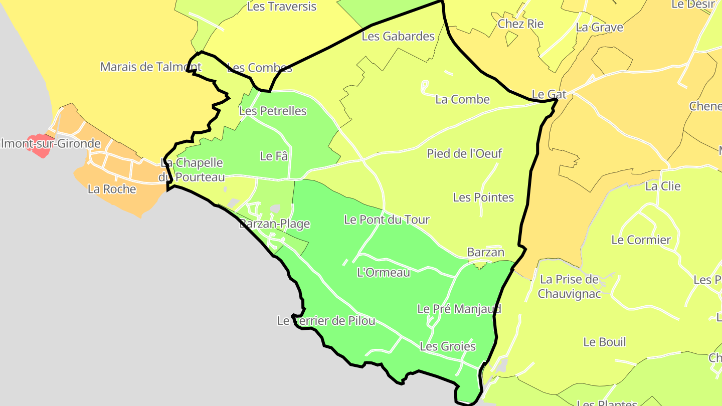 Carte des prix de l'immobilier Barzan
