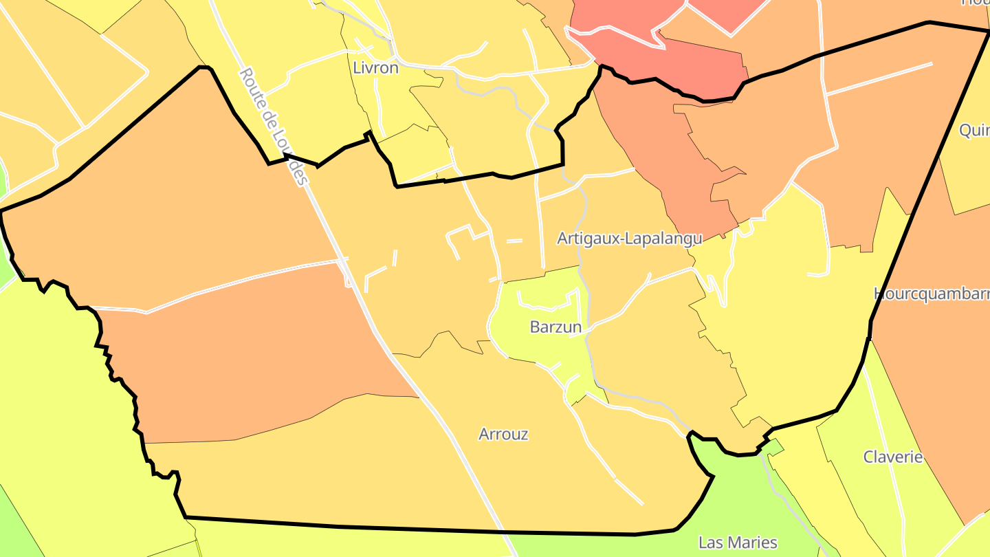 Carte des prix de l'immobilier Barzun
