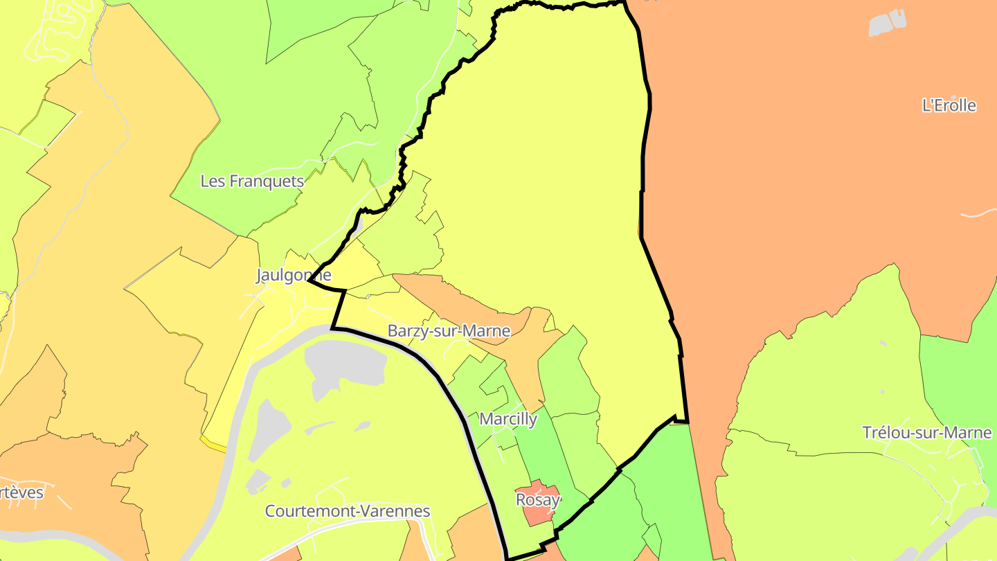 Carte des prix de l'immobilier Barzy-sur-Marne