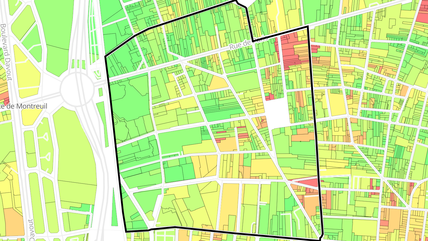 Carte des prix de l'immobilier Bas-Montreuil - République