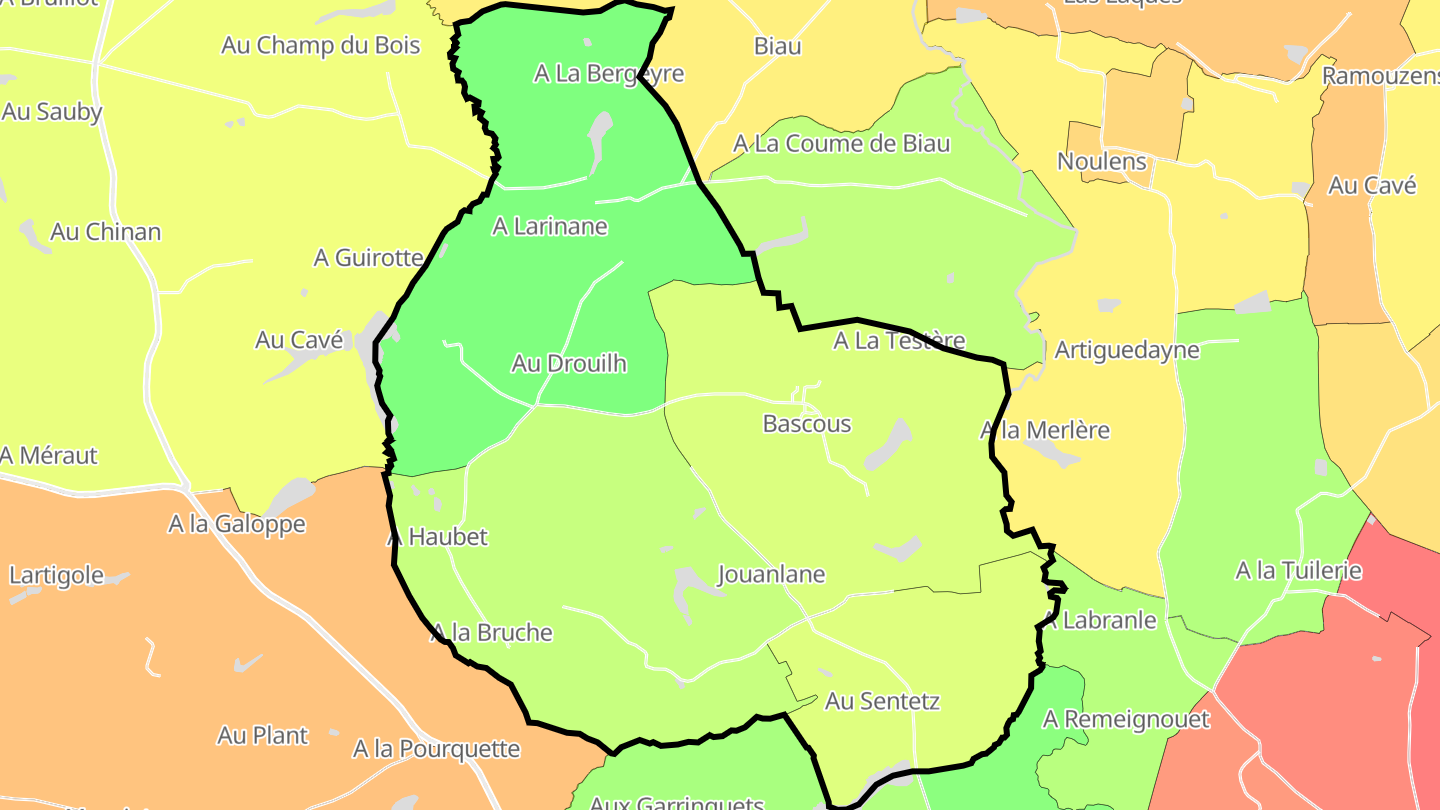 Carte des prix de l'immobilier Bascous