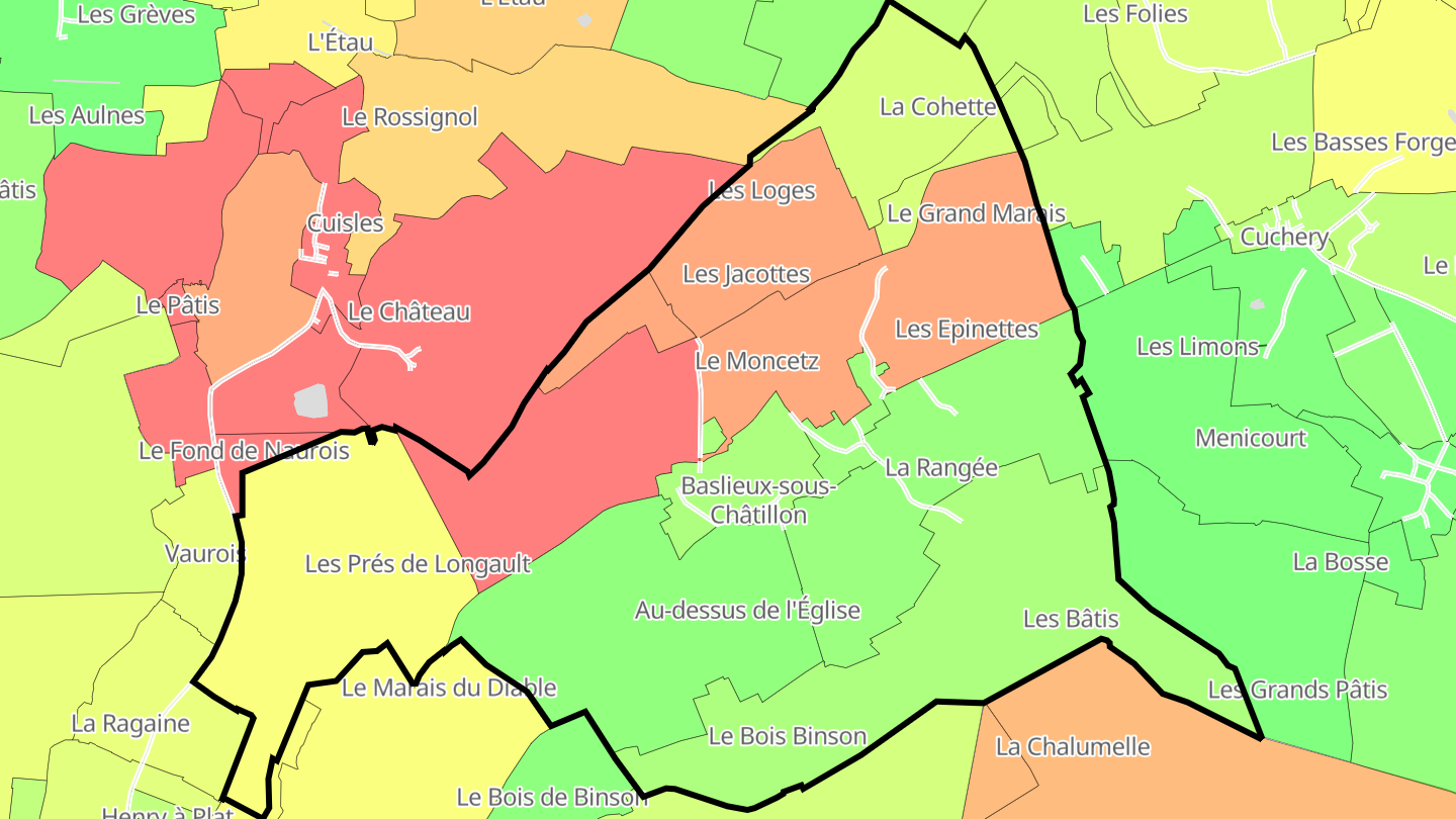 Carte des prix de l'immobilier Baslieux-sous-Châtillon