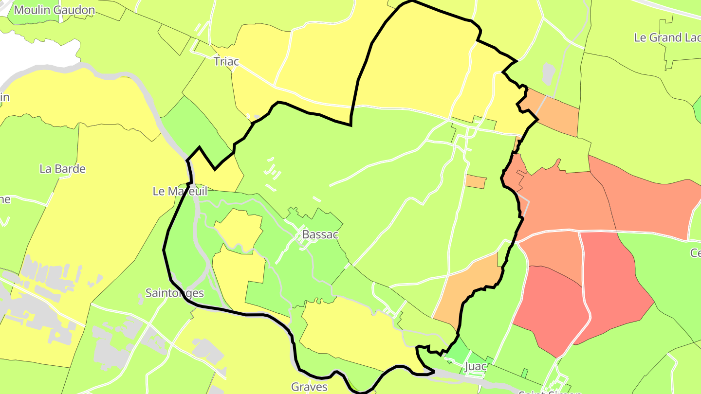 Carte des prix de l'immobilier Bassac