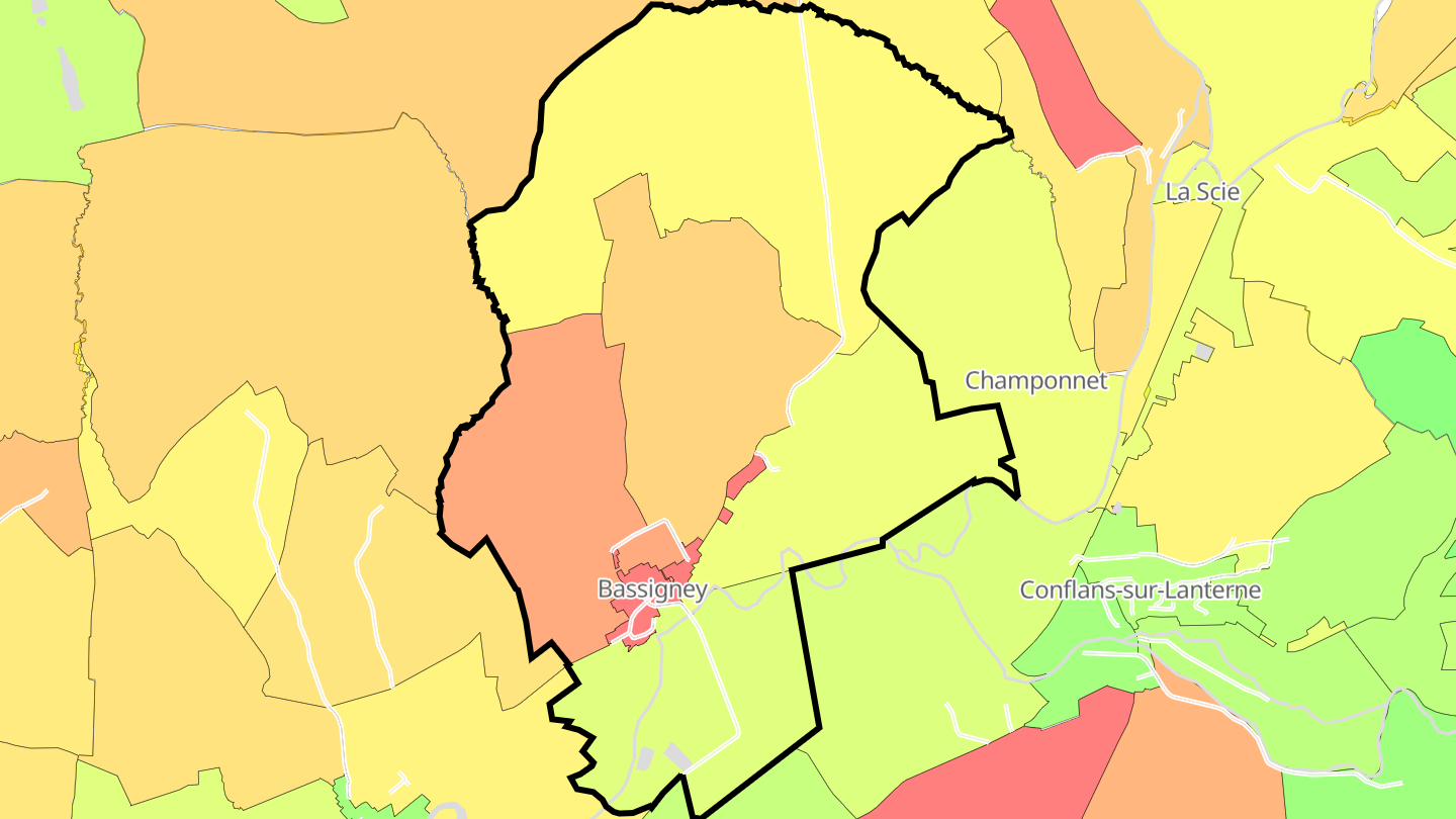 Carte des prix de l'immobilier Bassigney