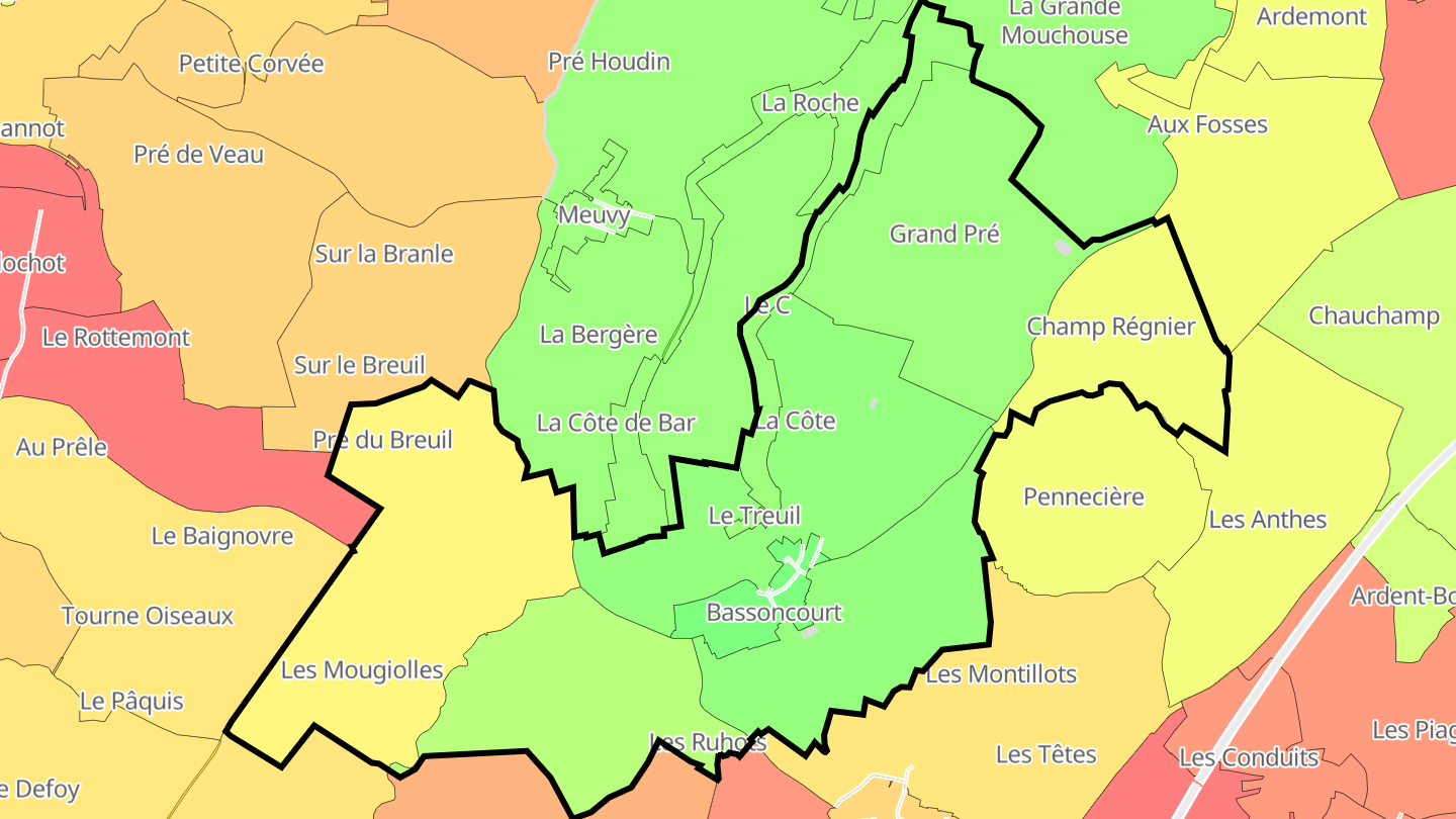 Carte des prix de l'immobilier Bassoncourt