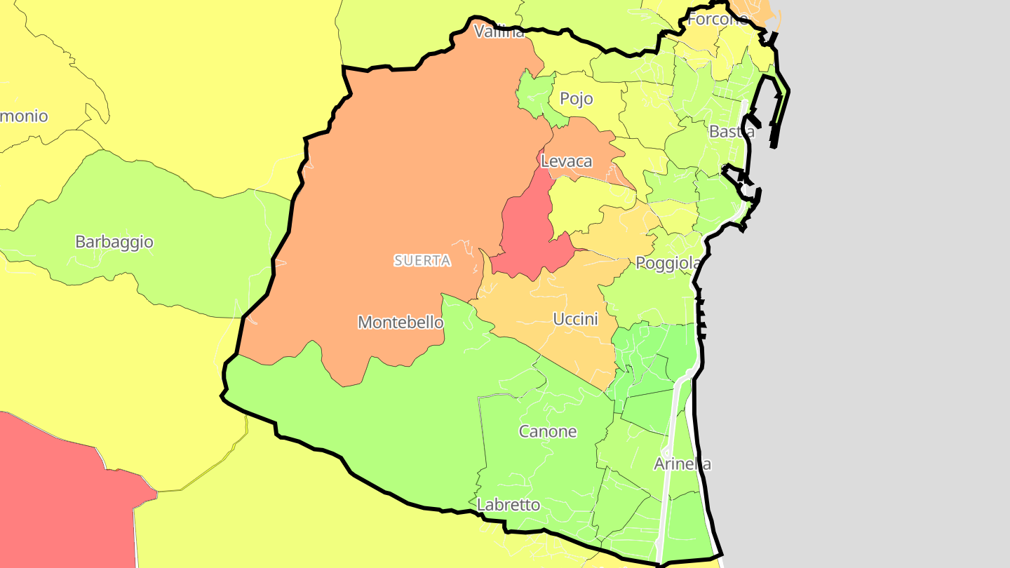 Carte des prix de l'immobilier Bastia
