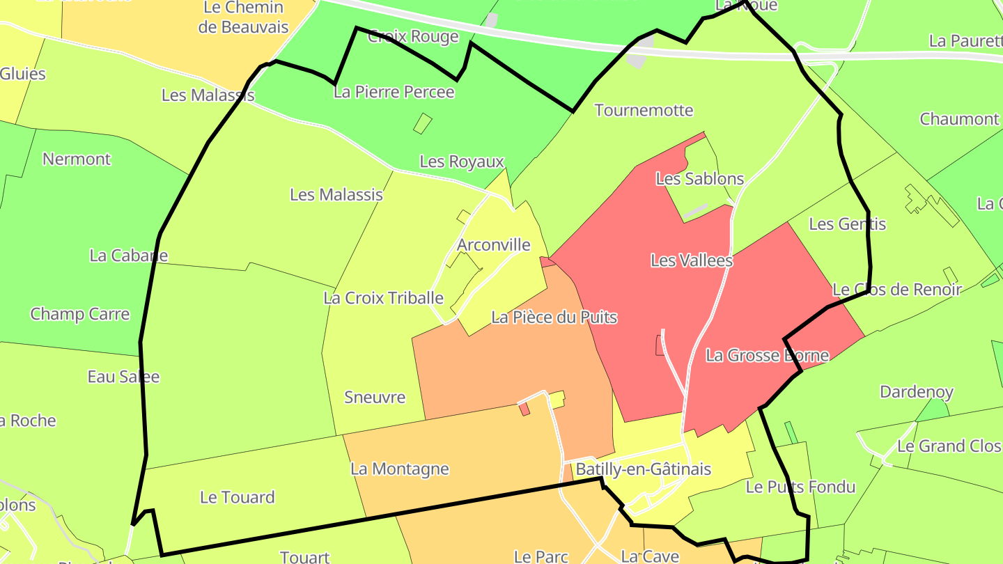 Carte des prix de l'immobilier Batilly-en-Gâtinais