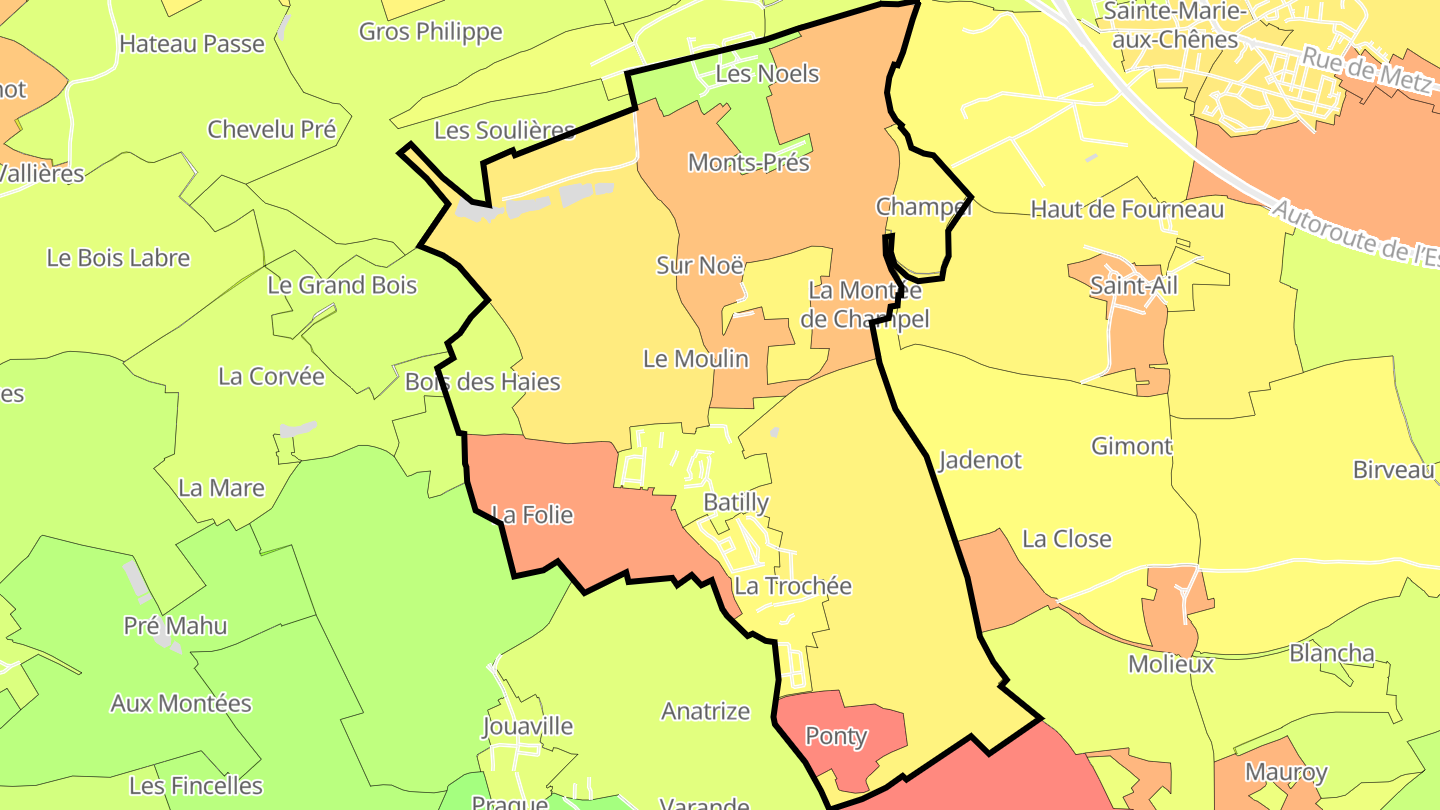 Carte des prix de l'immobilier Batilly