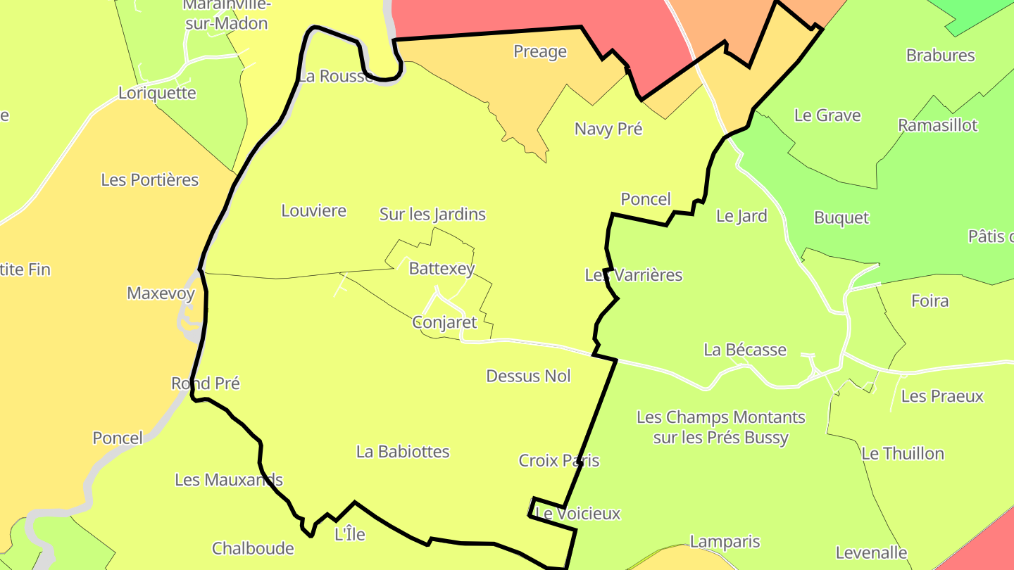 Carte des prix de l'immobilier Battexey