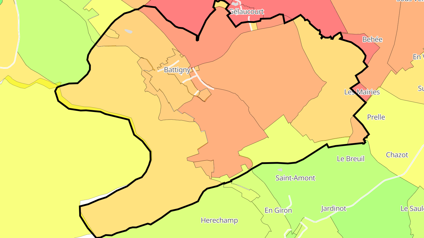 Carte des prix de l'immobilier Battigny