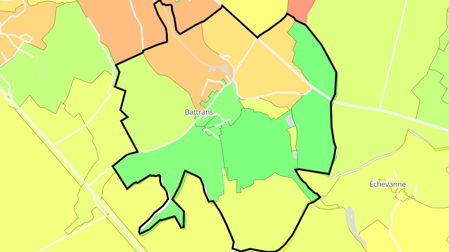 Carte des prix de l'immobilier Battrans