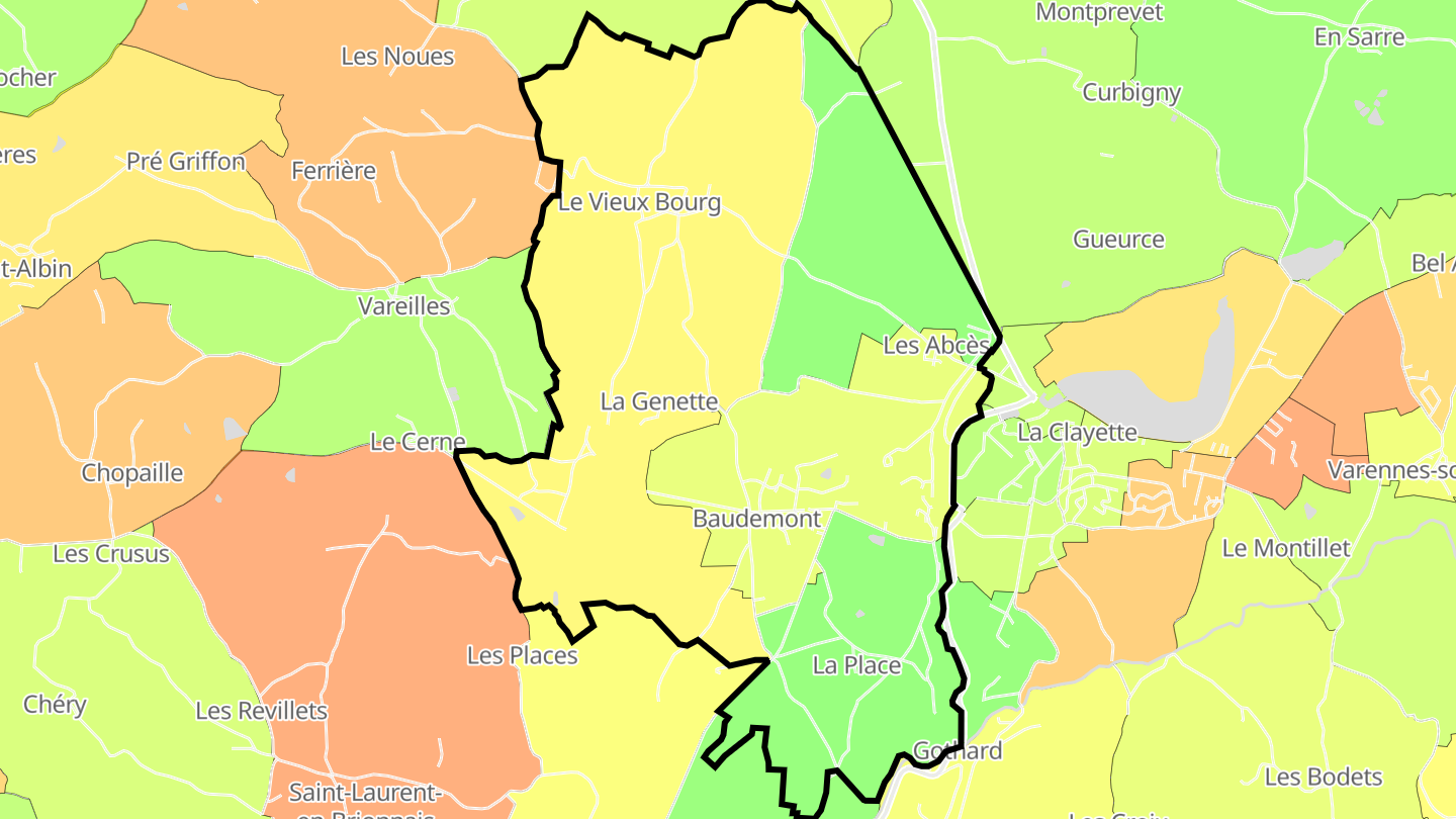 Carte des prix de l'immobilier Baudemont