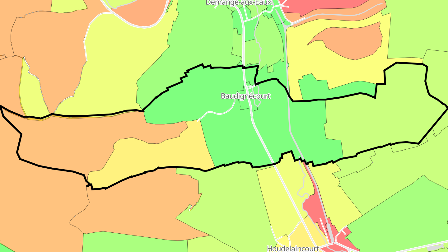 Carte des prix de l'immobilier Baudignécourt