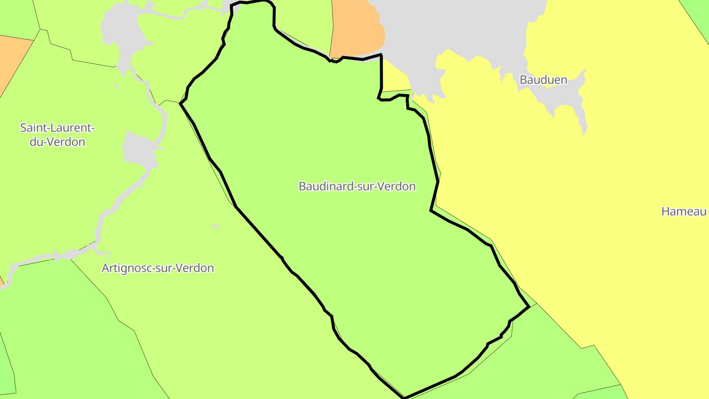Carte des prix de l'immobilier Baudinard-sur-Verdon