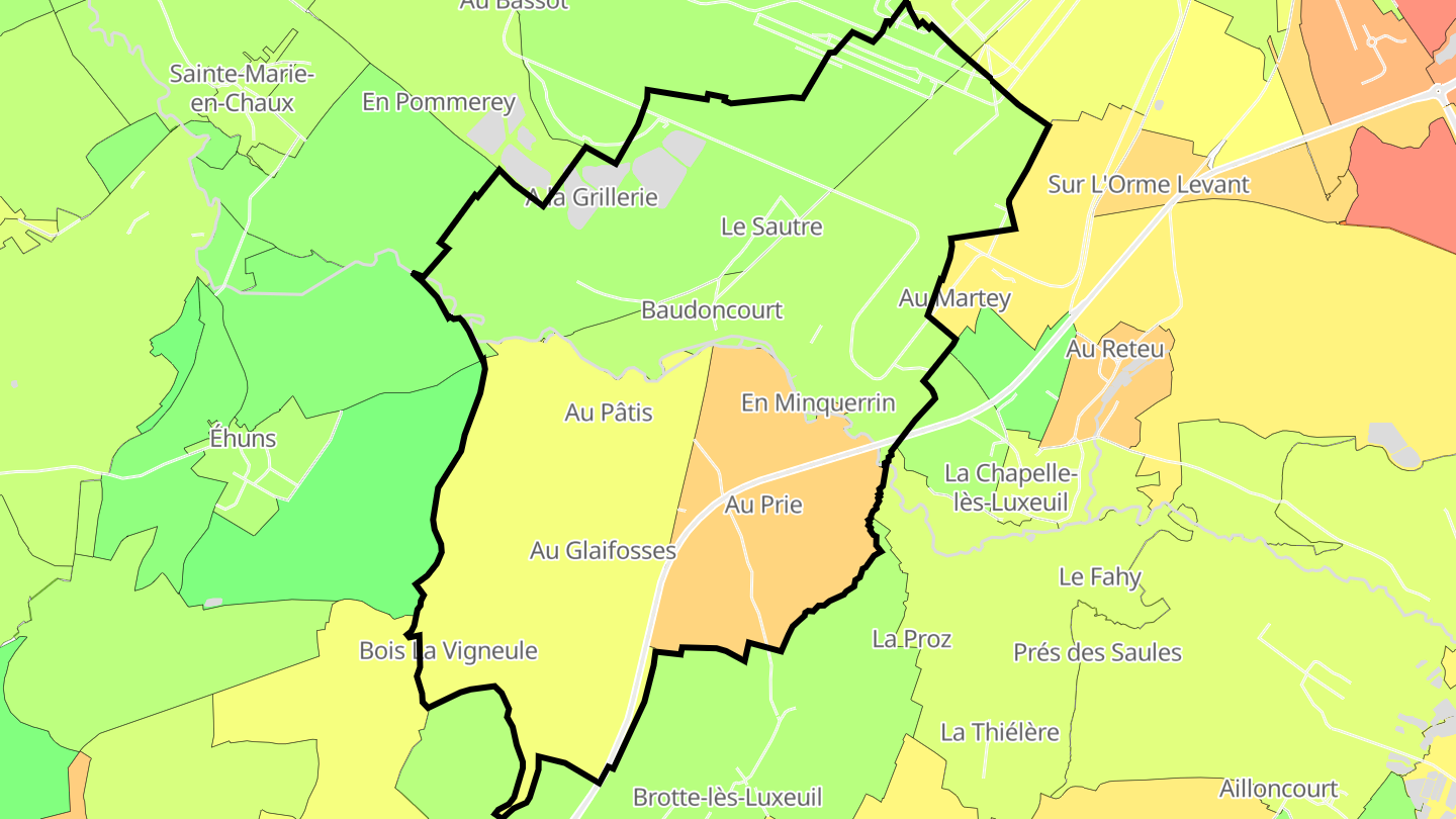 Carte des prix de l'immobilier Baudoncourt