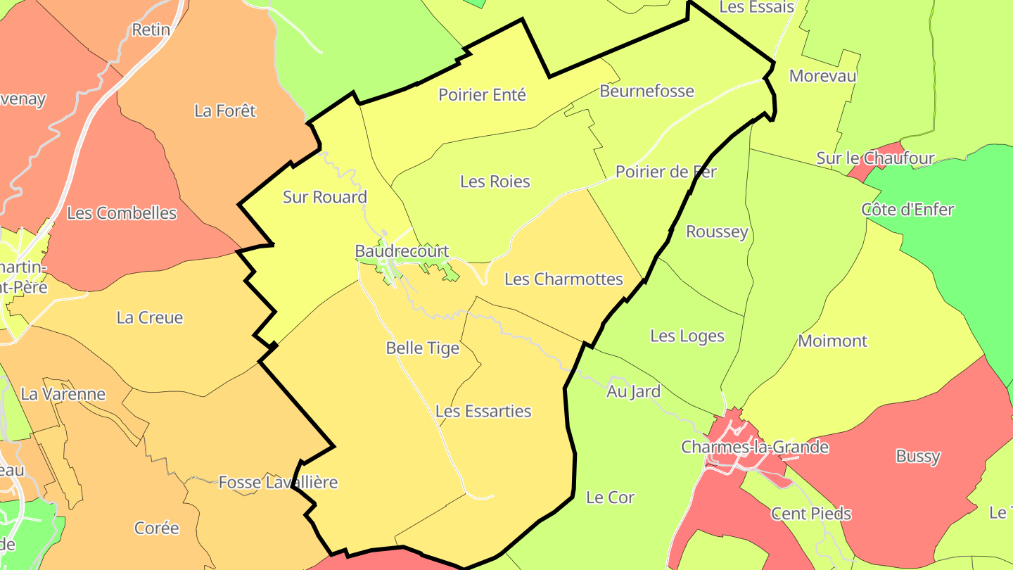 Carte des prix de l'immobilier Baudrecourt