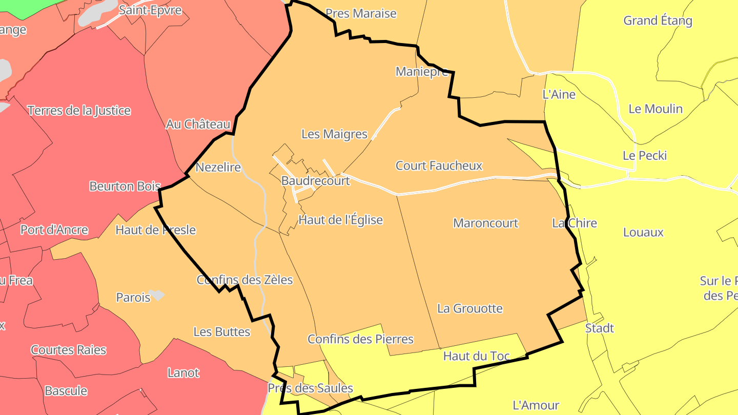 Carte des prix de l'immobilier Baudrecourt
