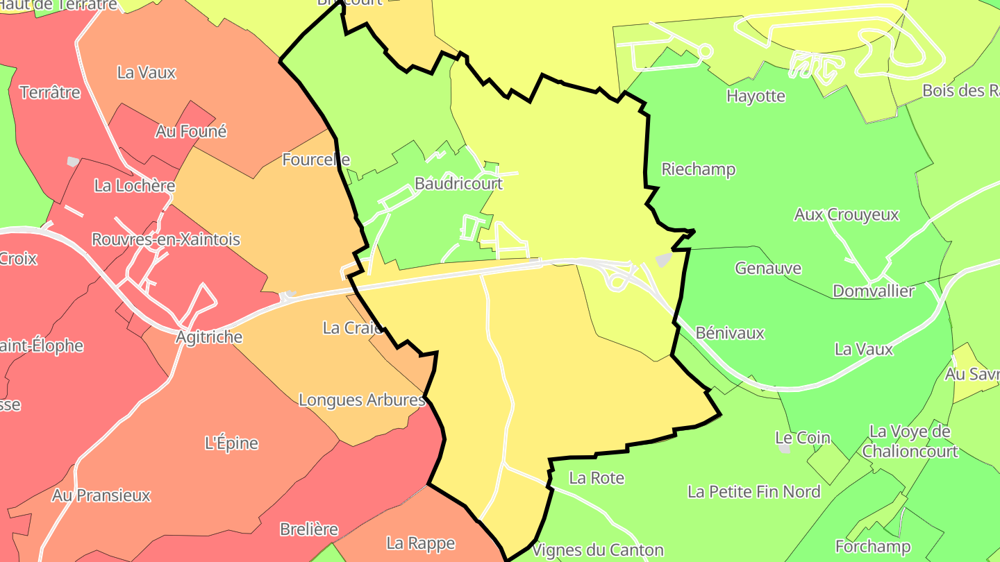 Carte des prix de l'immobilier Baudricourt