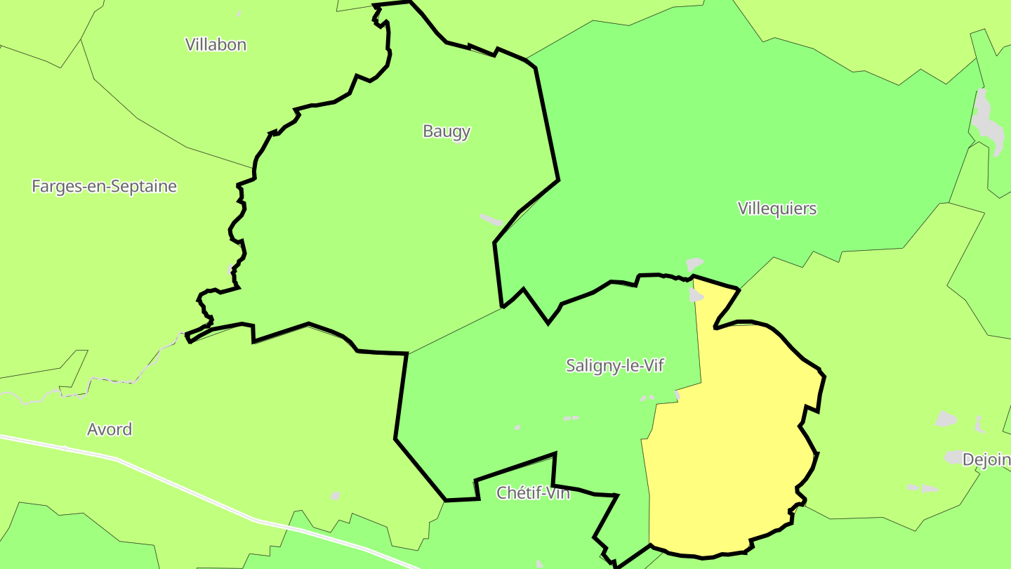 Carte des prix de l'immobilier Baugy