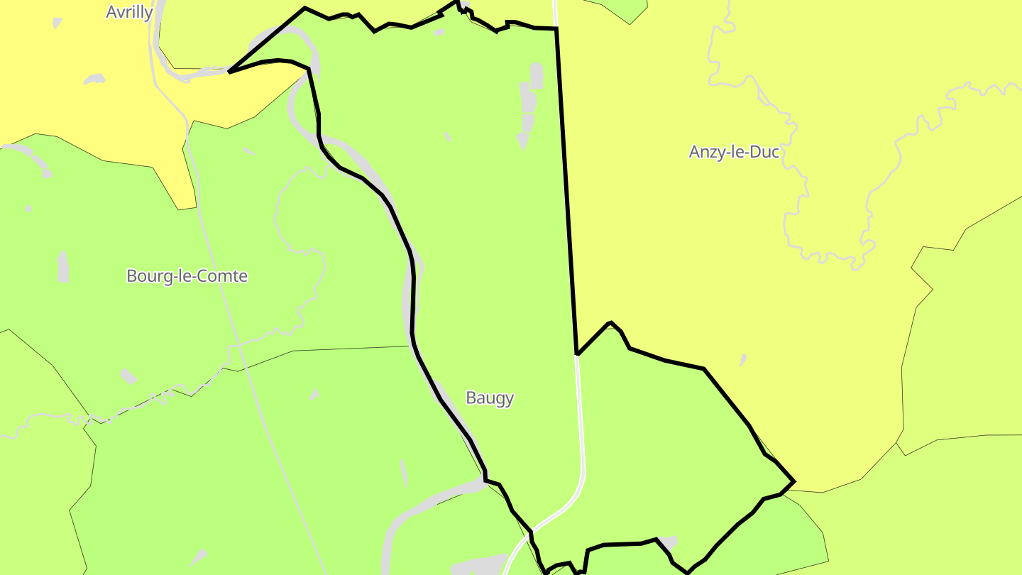 Carte des prix de l'immobilier Baugy