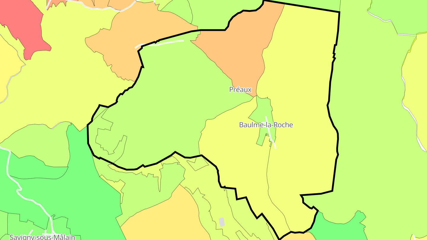 Carte des prix de l'immobilier Baulme-la-Roche