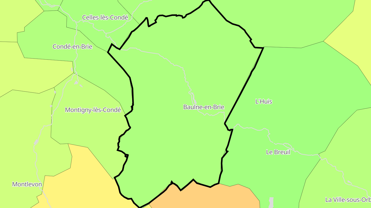 Carte des prix de l'immobilier Baulne-en-Brie