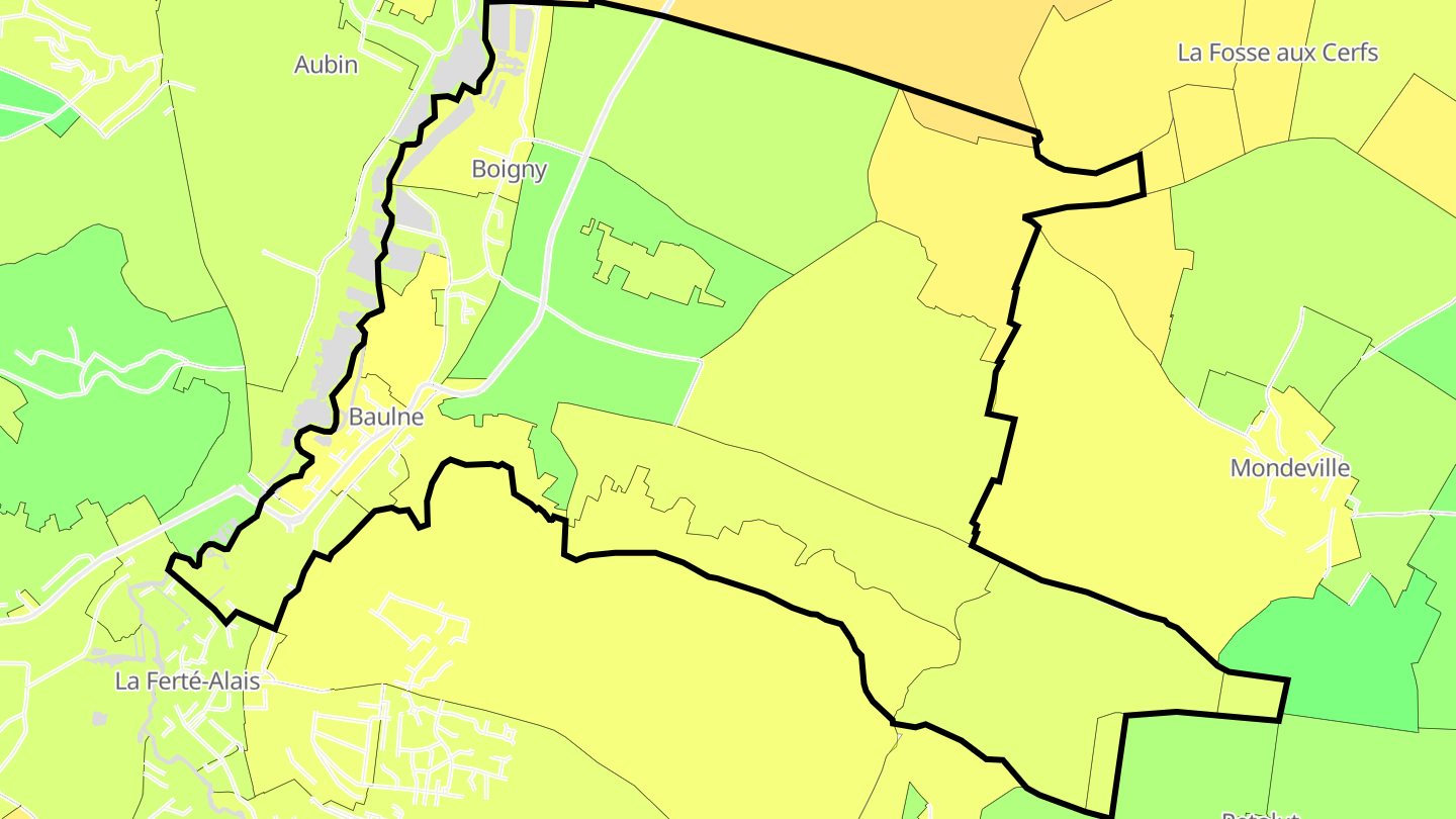 Carte des prix de l'immobilier Baulne