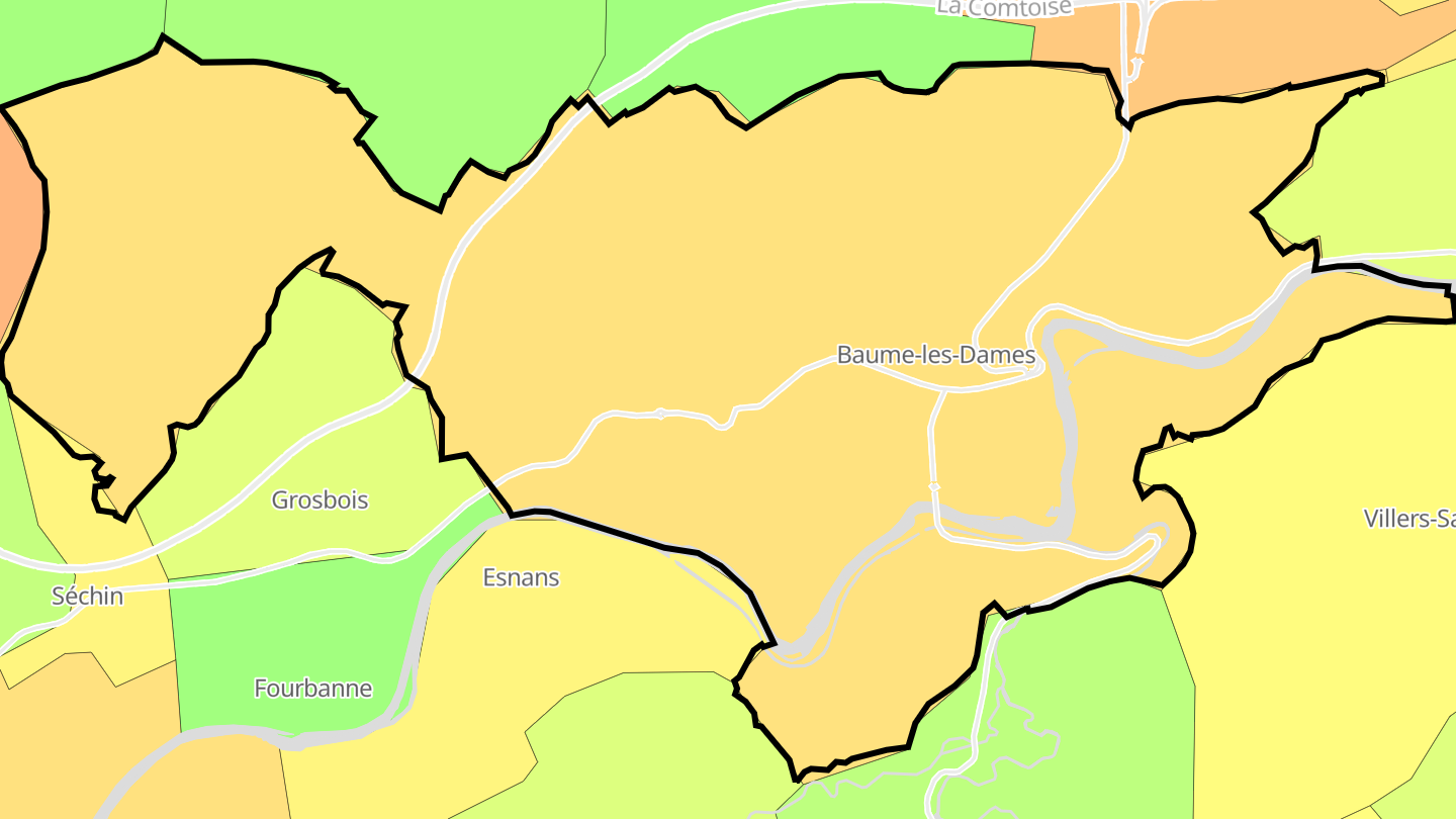 Carte des prix de l'immobilier Baume-les-Dames