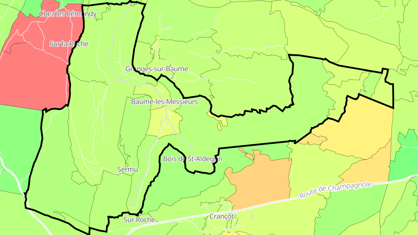 Carte des prix de l'immobilier Baume-les-Messieurs