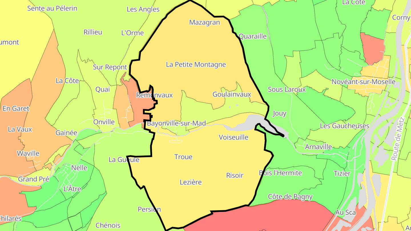 Carte des prix de l'immobilier Bayonville-sur-Mad