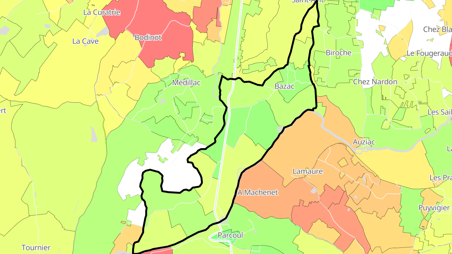 Carte des prix de l'immobilier Bazac