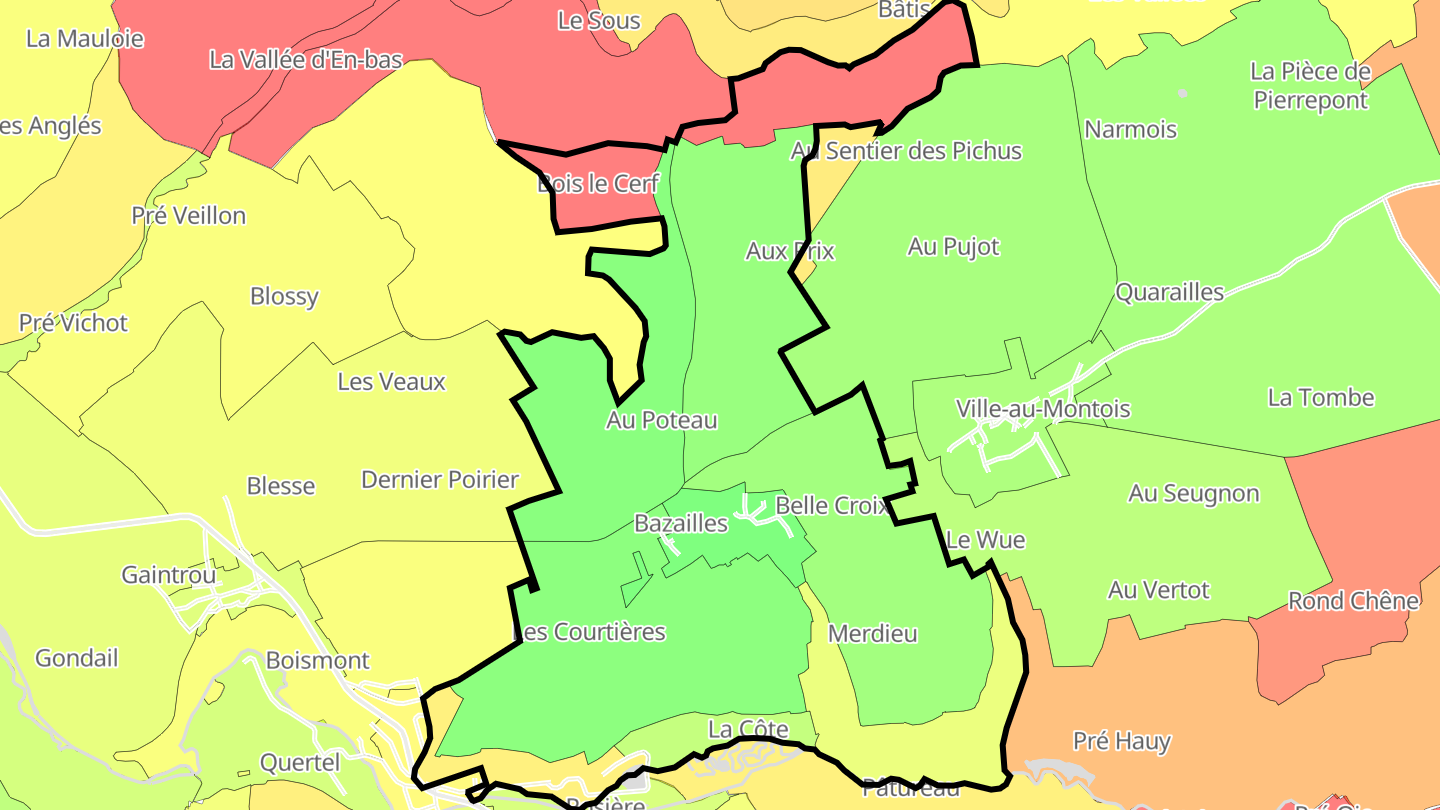 Carte des prix de l'immobilier Bazailles