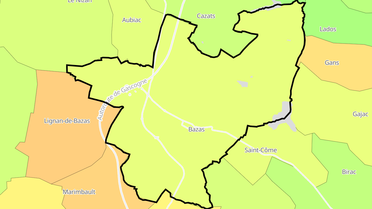 Carte des prix de l'immobilier Bazas