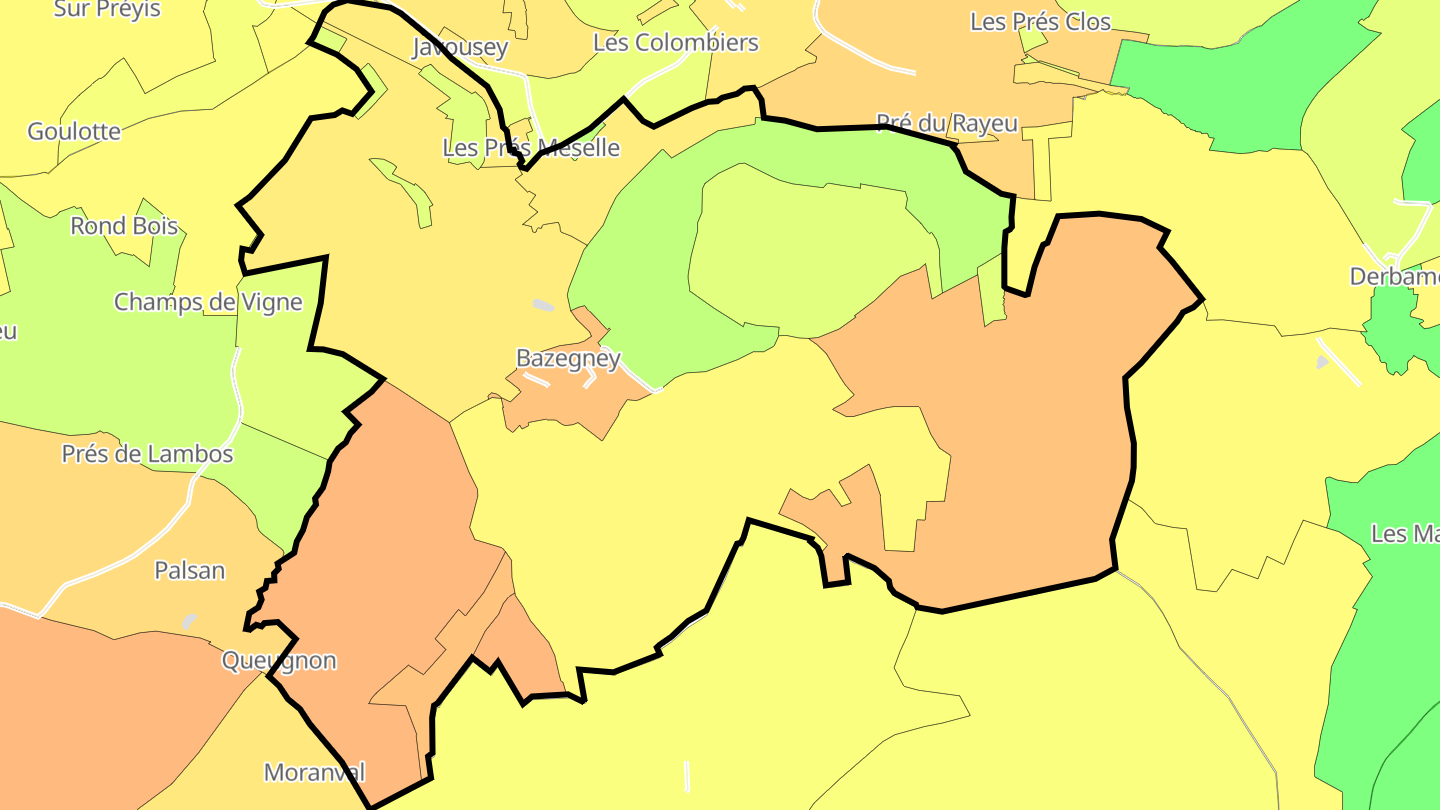 Carte des prix de l'immobilier Bazegney
