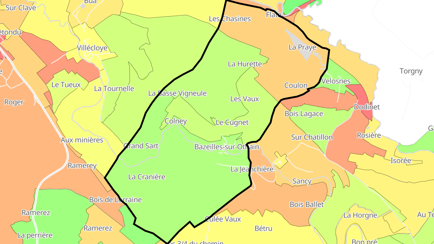 Carte des prix de l'immobilier Bazeilles-sur-Othain