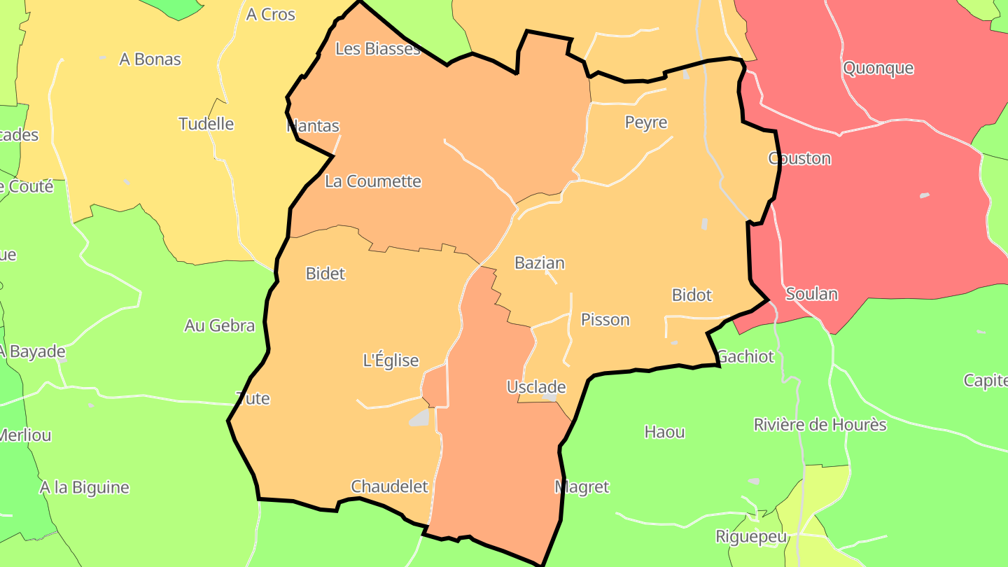 Carte des prix de l'immobilier Bazian