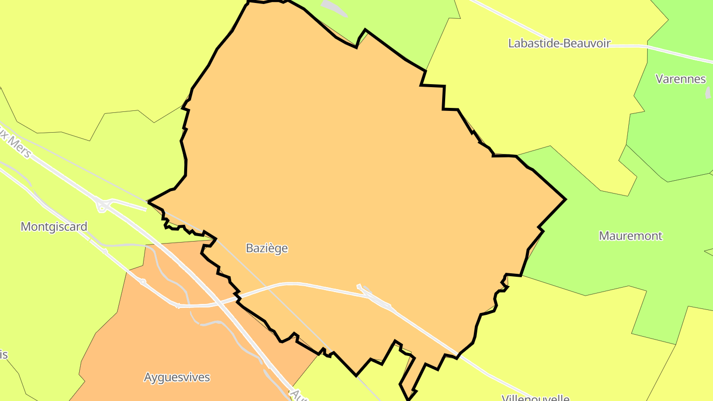 Carte des prix de l'immobilier Baziège