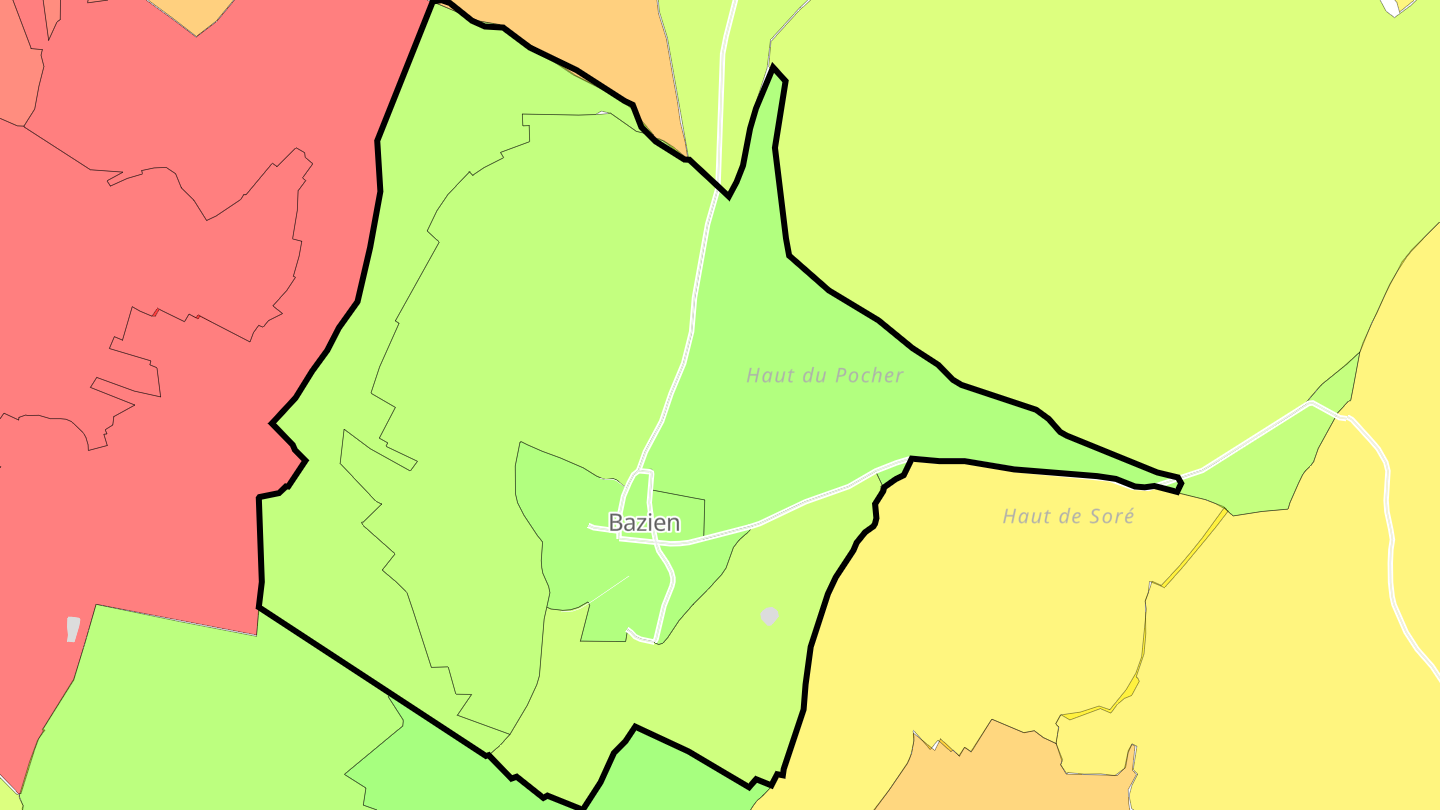 Carte des prix de l'immobilier Bazien