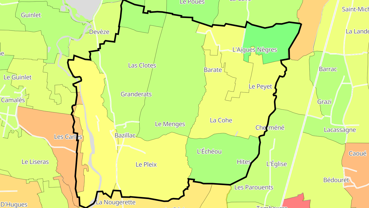 Carte des prix de l'immobilier Bazillac