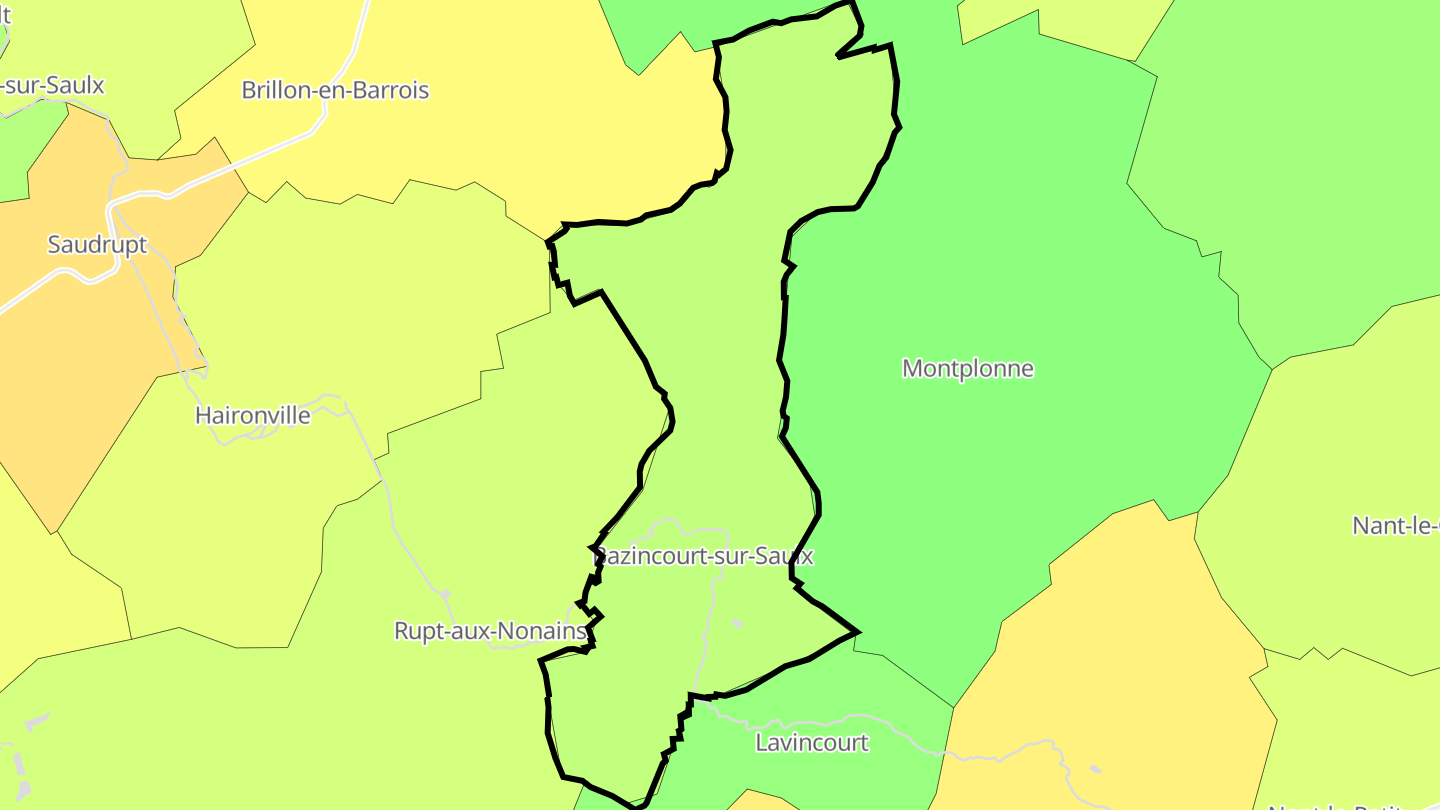 Carte des prix de l'immobilier Bazincourt-sur-Saulx