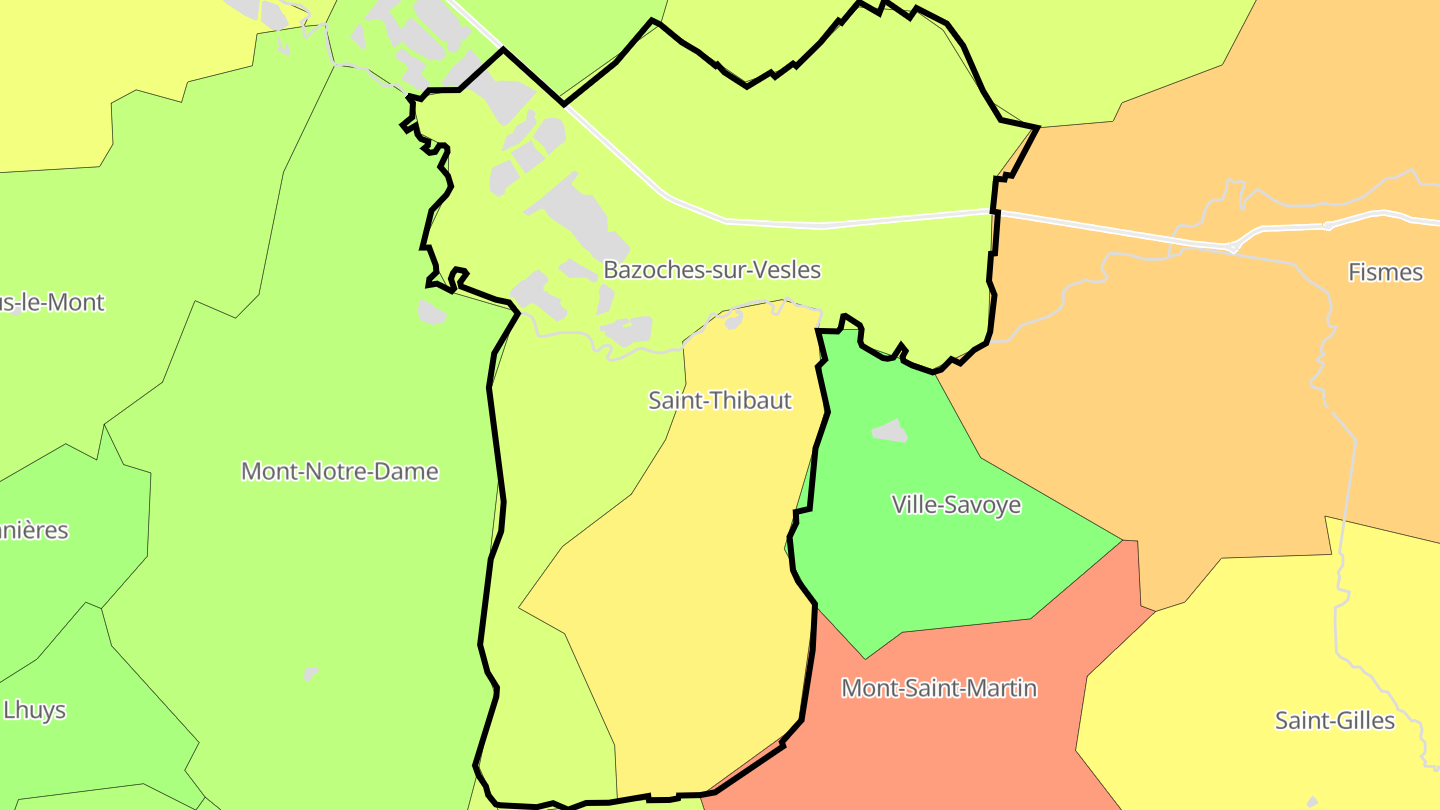 Carte des prix de l'immobilier Bazoches-et-Saint-Thibaut