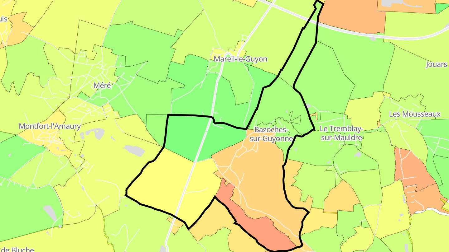 Carte des prix de l'immobilier Bazoches-sur-Guyonne