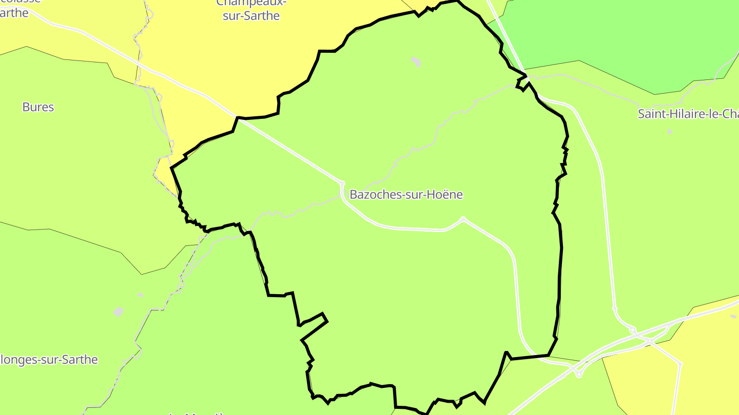 Carte des prix de l'immobilier Bazoches-sur-Hoëne