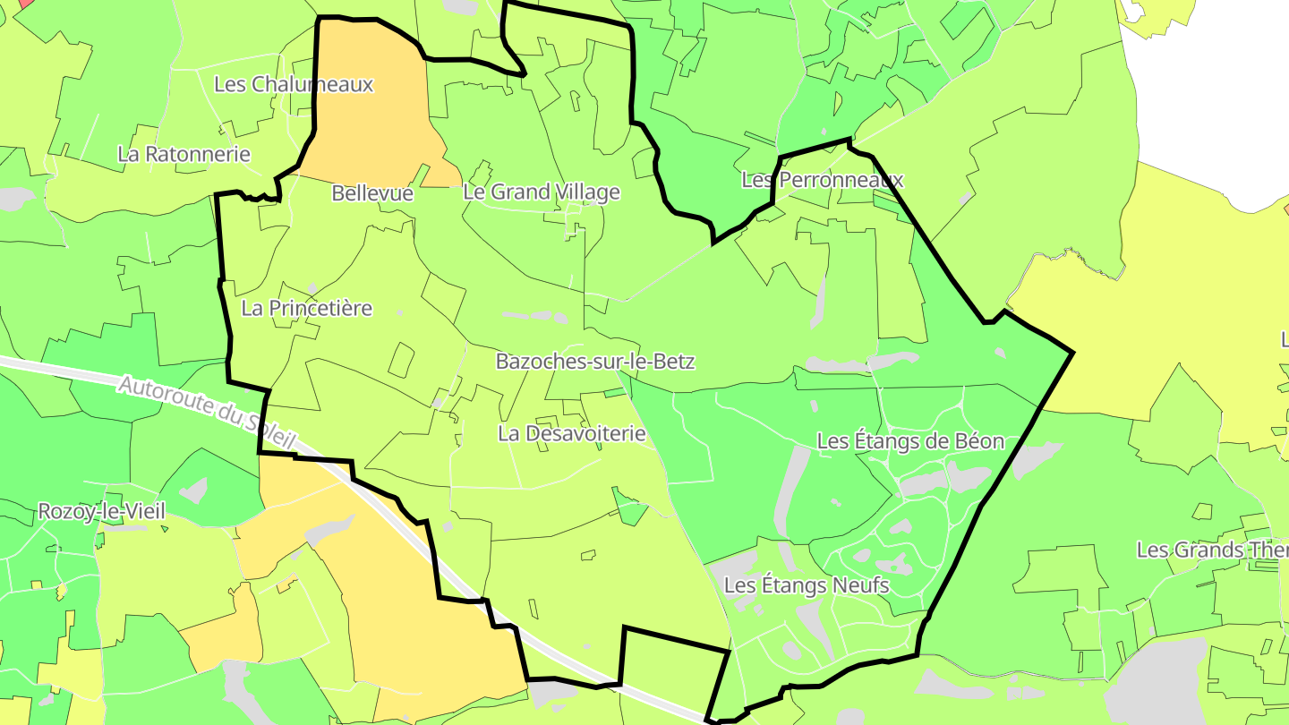 Carte des prix de l'immobilier Bazoches-sur-le-Betz