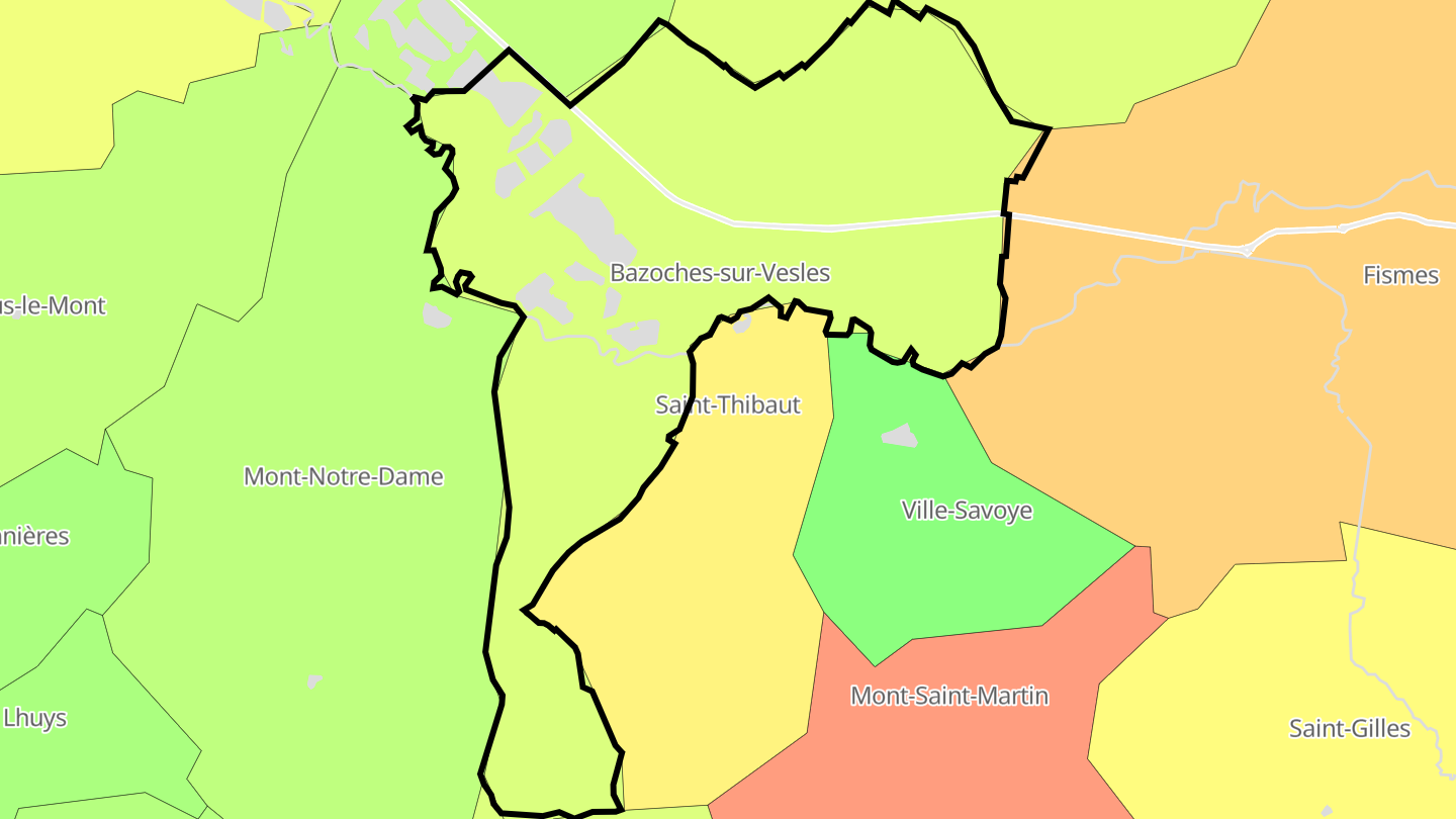 Carte des prix de l'immobilier Bazoches-sur-Vesles