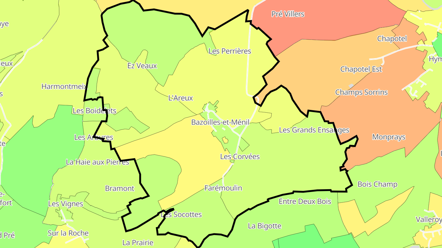 Carte des prix de l'immobilier Bazoilles-et-Ménil