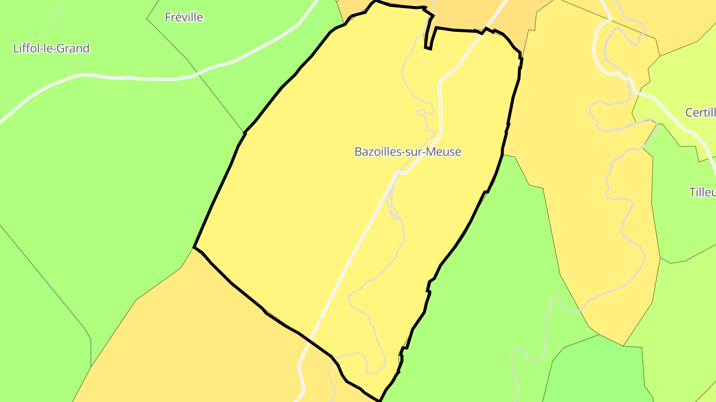 Carte des prix de l'immobilier Bazoilles-sur-Meuse