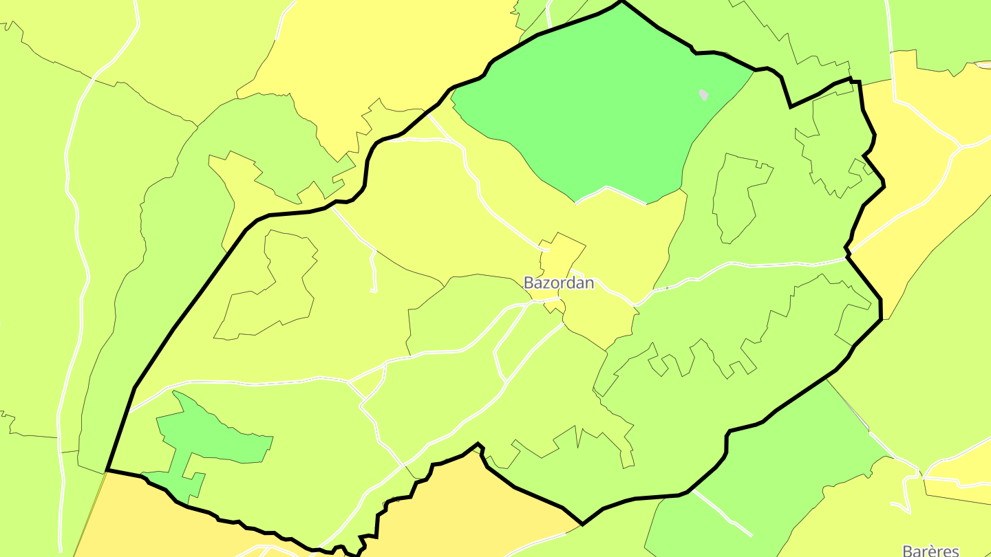 Carte des prix de l'immobilier Bazordan